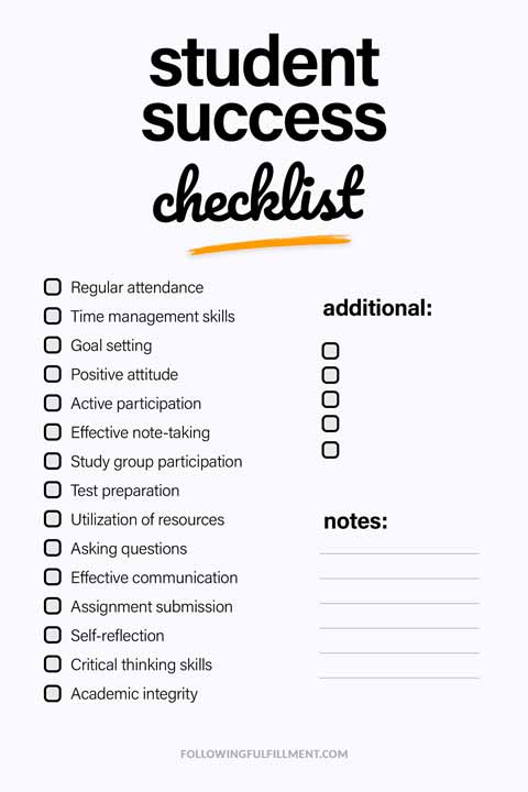 Student Success checklist