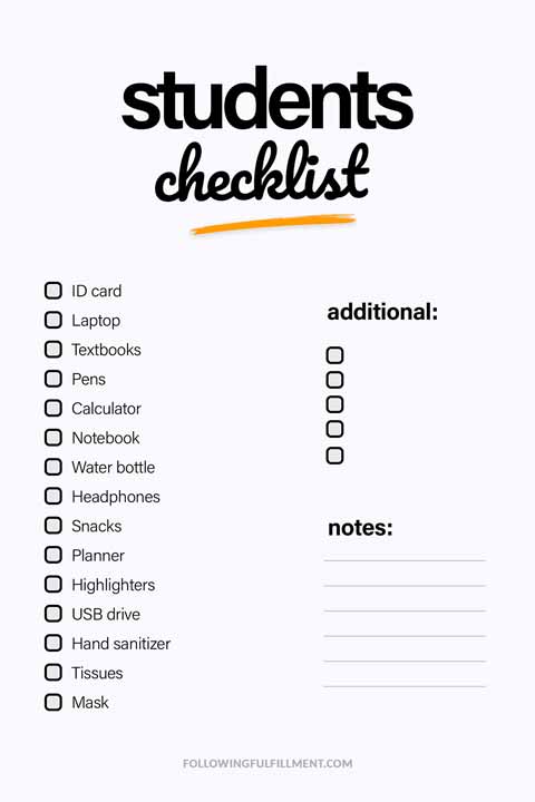 Students checklist