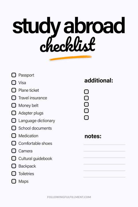Study Abroad checklist