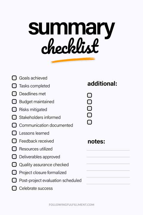 Summary checklist