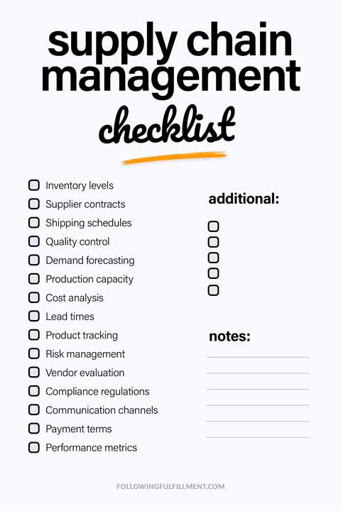 Supply Chain Management checklist