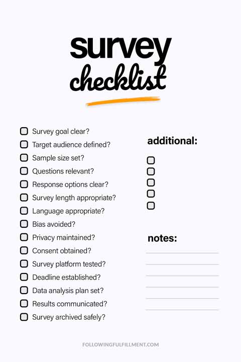 Survey checklist
