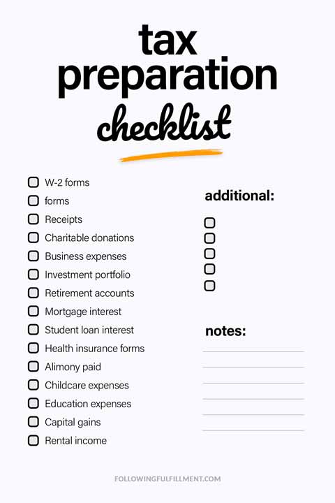 Tax Preparation checklist