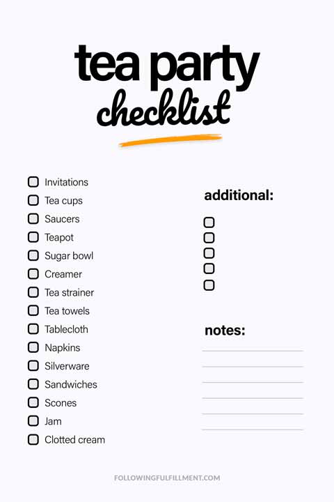Tea Party checklist