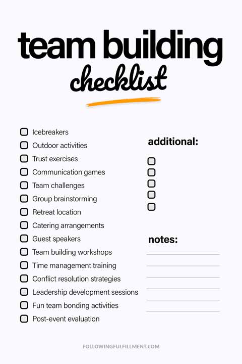 Team Building checklist