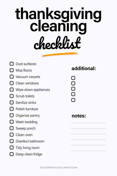 Thanksgiving Cleaning checklist