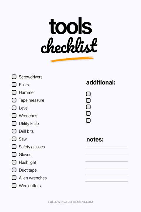 Tools checklist