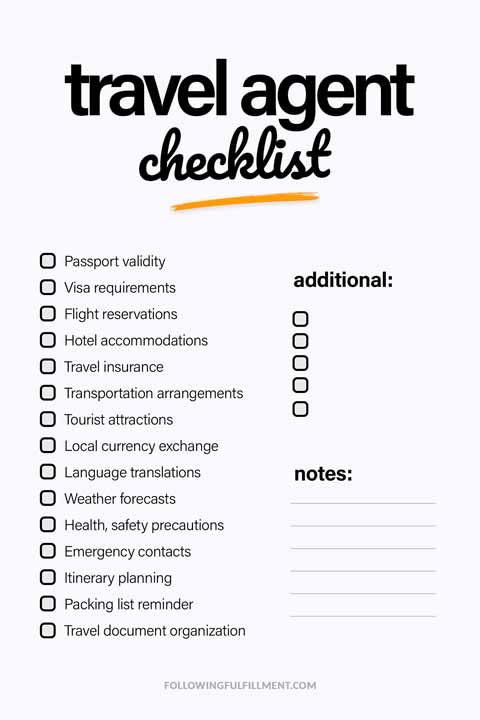 Travel Agent checklist