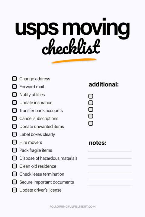 Usps Moving checklist