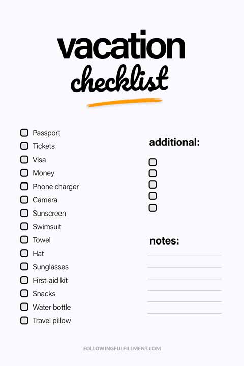 Vacation checklist