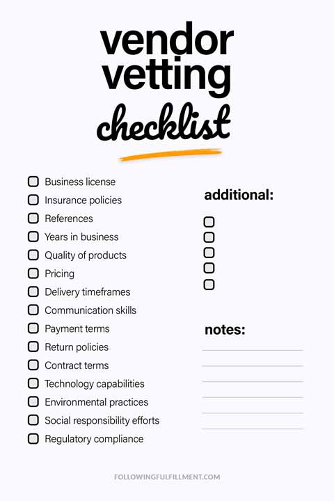 Vendor Vetting checklist
