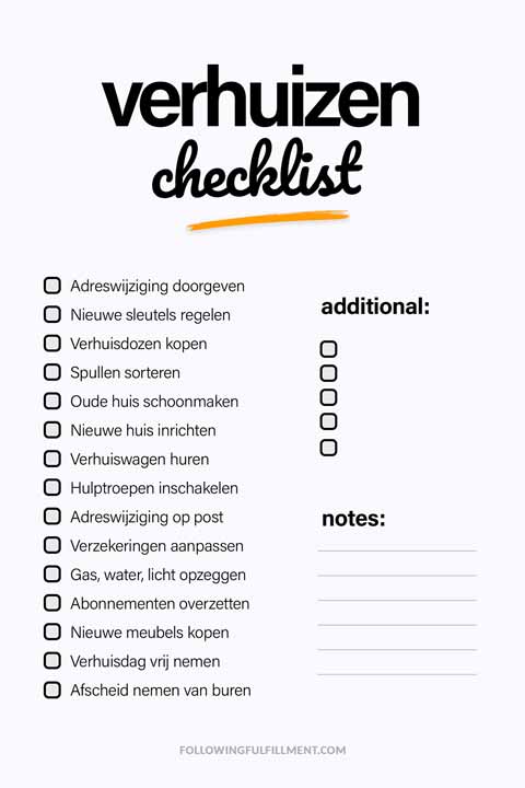 Verhuizen checklist