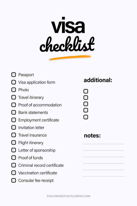 Visa checklist