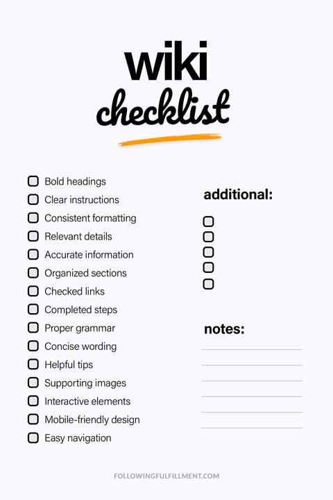 Wiki checklist