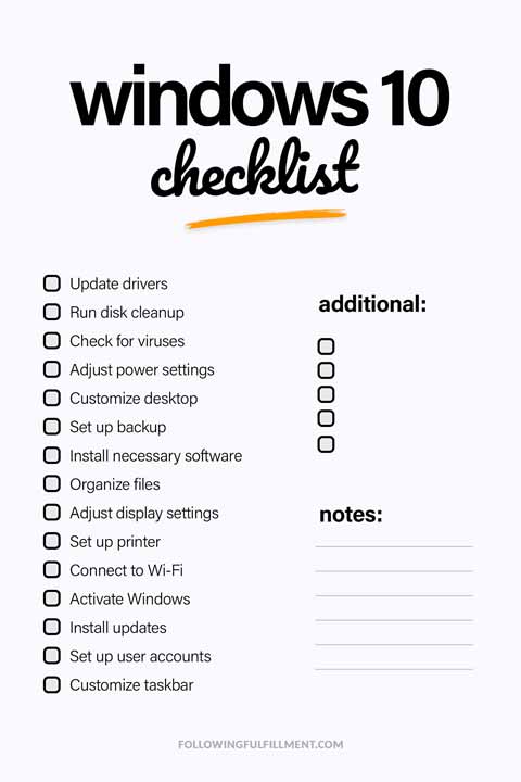 Windows 10 checklist