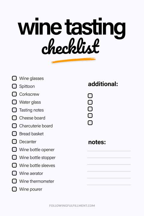 Wine Tasting checklist