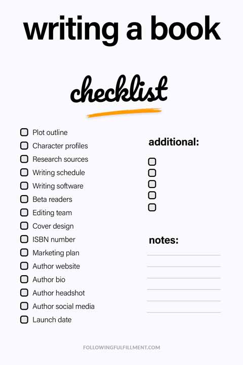 Writing A Book checklist