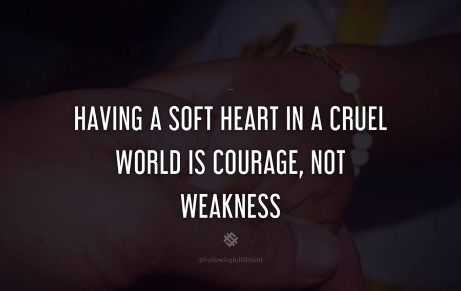 attitude quote Having a soft heart in a cruel world is courage not weakness