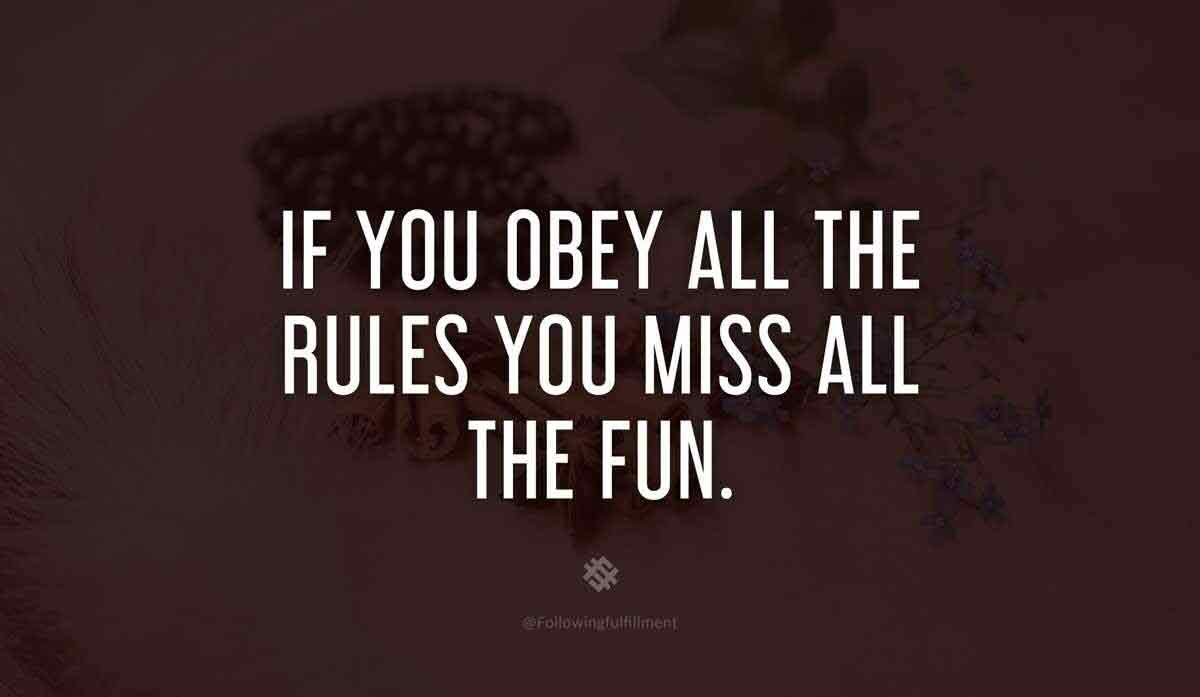 If You Obey All The Rules You Miss All The Fun